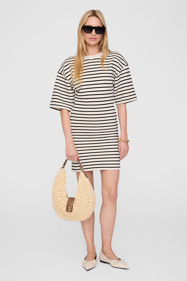 anissa kermiche Mona Dress - Black Stripe French Terry