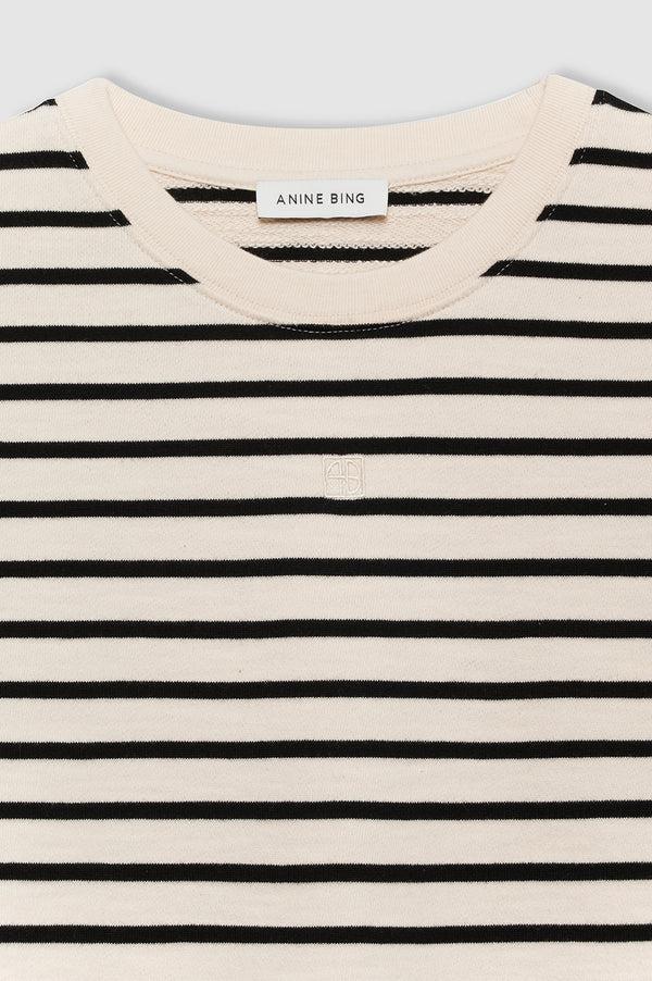 Anissa Kermiche Myers Cropped Tee - Black Stripe French Terry