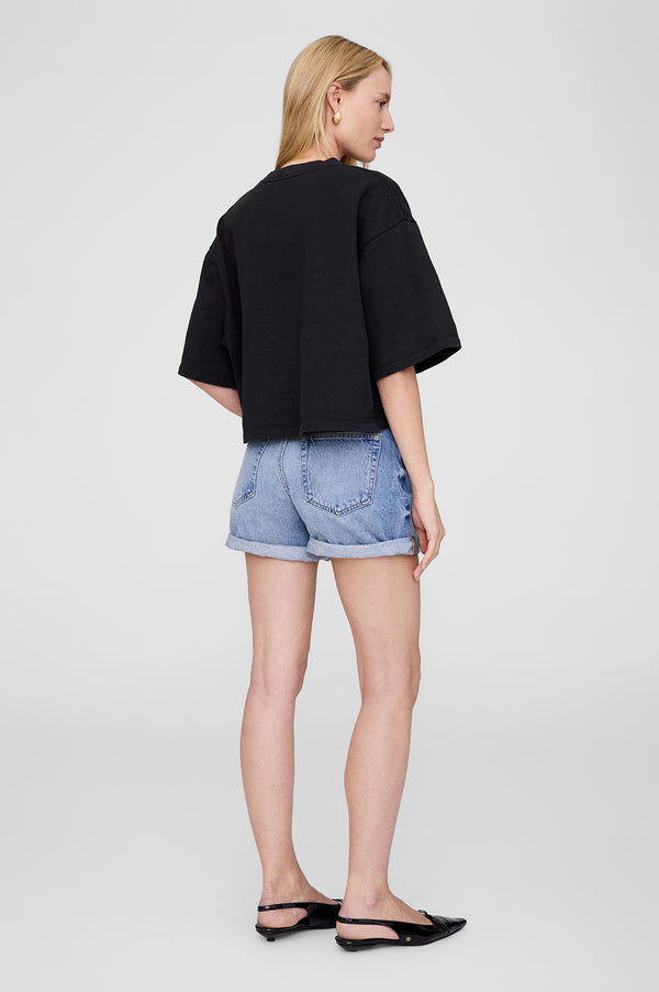 Anissa Kermiche Myers Cropped Tee - Faded Black French Terry