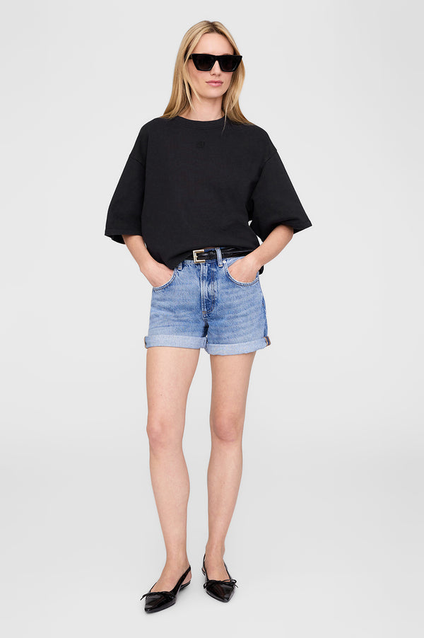 anissa kermiche Myers Cropped Tee - Faded Black French Terry