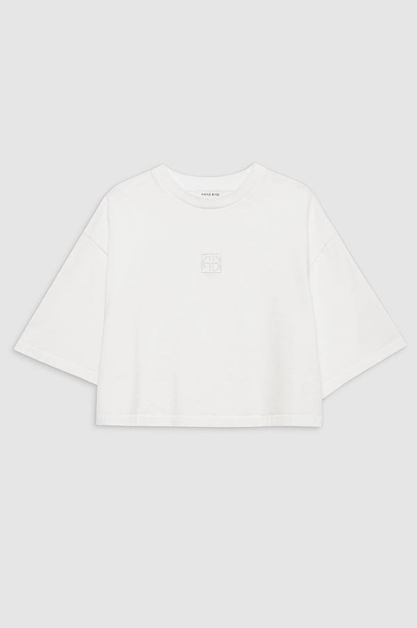 Anissa Kermiche Myers Cropped Tee Framed Monogram - Ivory
