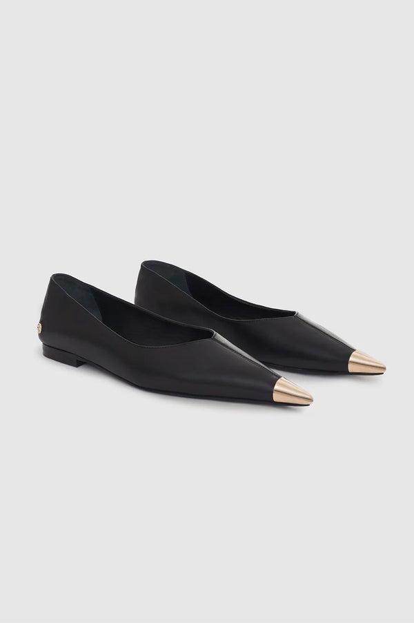 Anissa Kermiche Nina Flats With Metal Toe Cap - Black