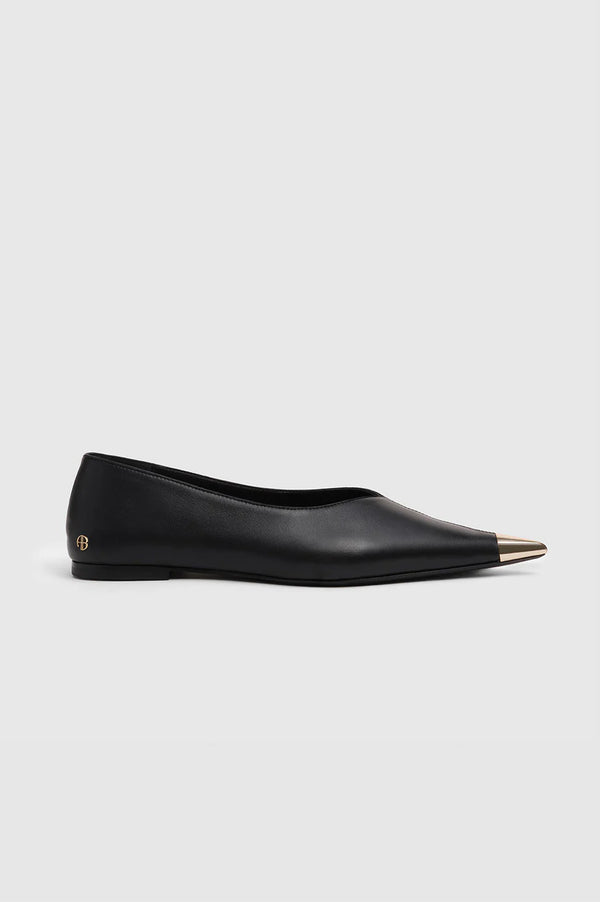 anissa kermiche Nina Flats With Metal Toe Cap - Black