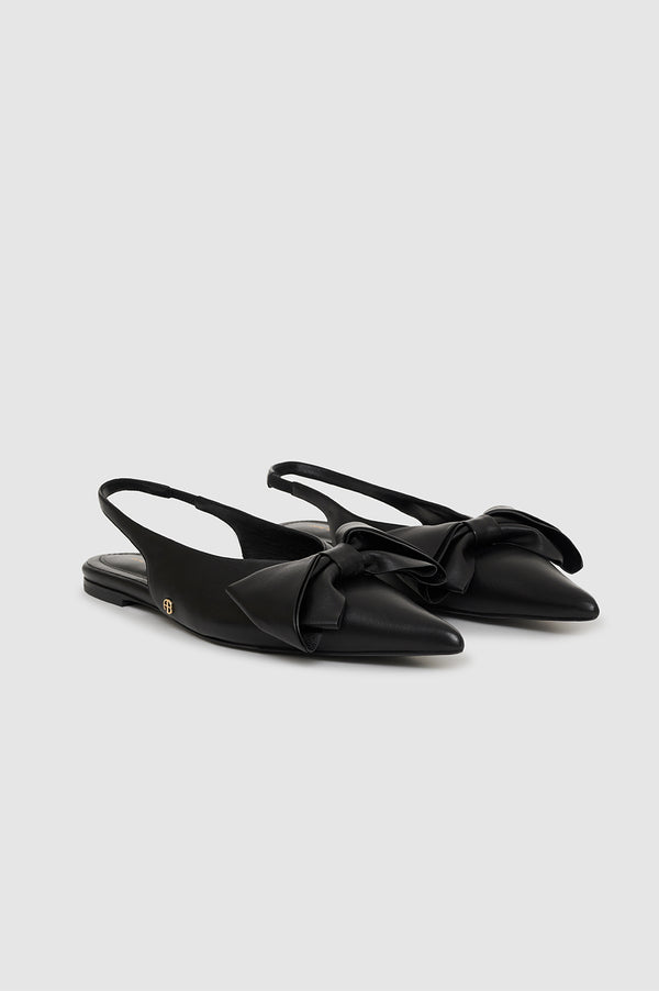 Anissa Kermiche Nina Slingback Flats With Bow - Black