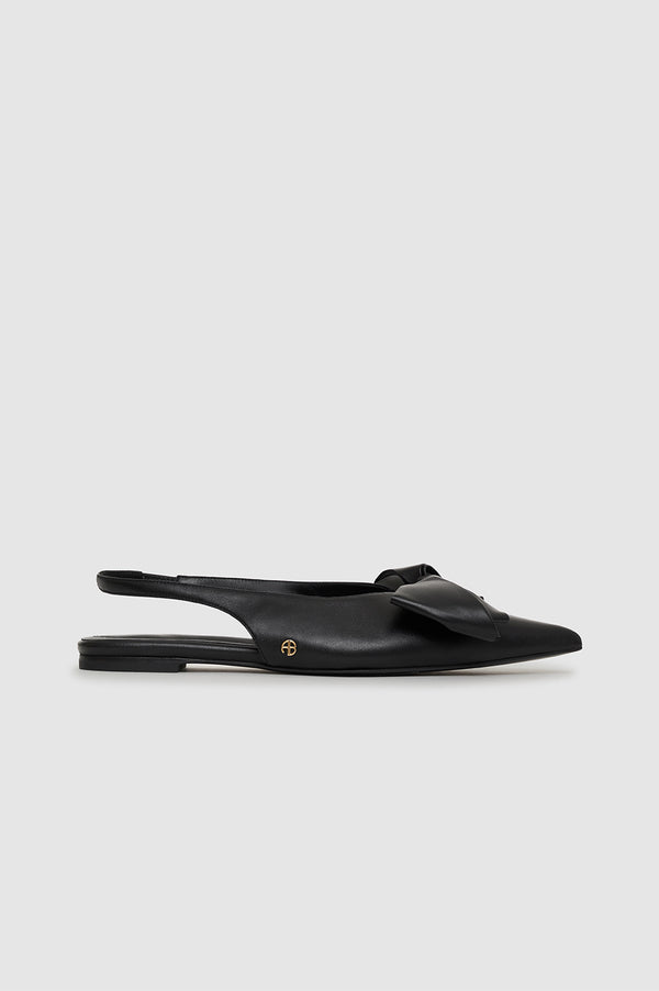 anissa kermiche Nina Slingback Flats With Bow - Black