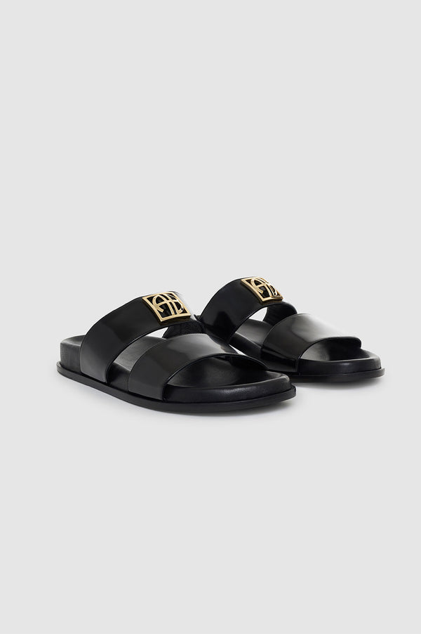 Anissa Kermiche Parker Slides Monogram - High-Shine Black