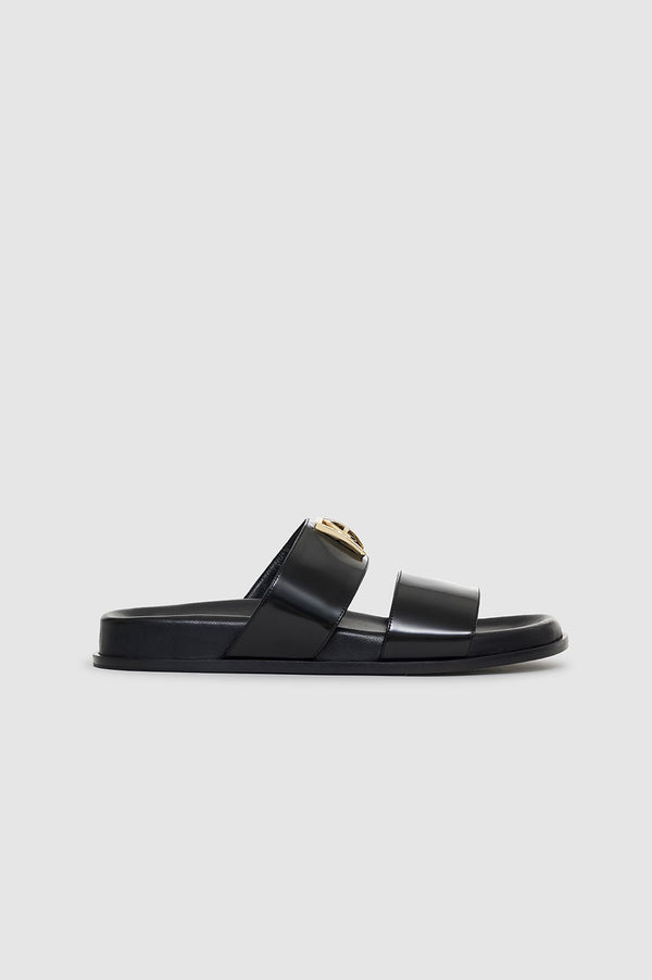 anissa kermiche Parker Slides Monogram - High-Shine Black