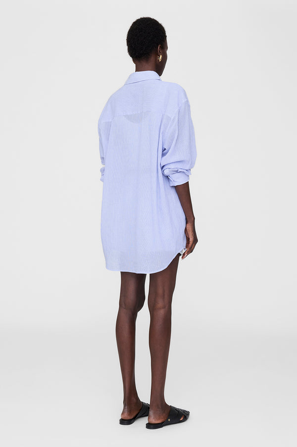 Anissa Kermiche Plaza Shirt - Blue And White Mini Stripe