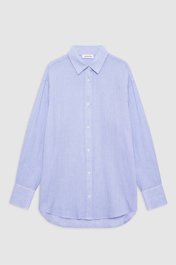 Anissa Kermiche Plaza Shirt - Blue And White Mini Stripe
