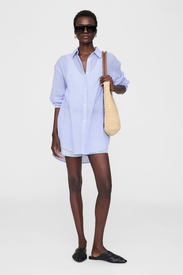 anissa kermiche Plaza Shirt - Blue And White Mini Stripe