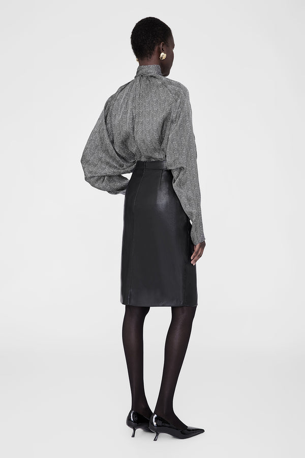 Anissa Kermiche Rachel Top - Black And White Herringbone