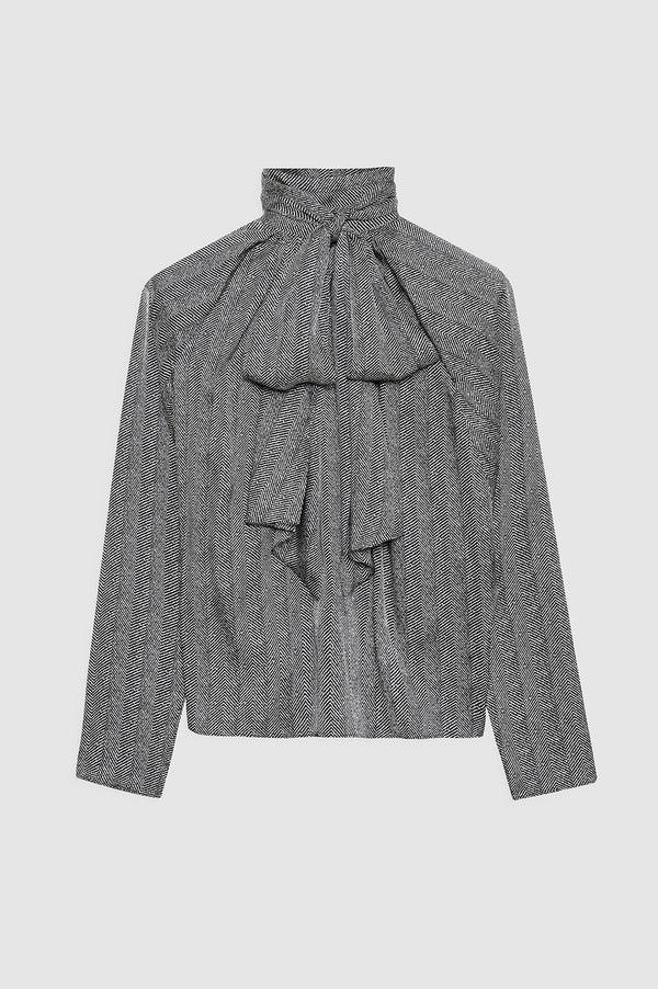 Anissa Kermiche Rachel Top - Black And White Herringbone