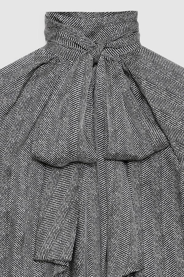 Anissa Kermiche Rachel Top - Black And White Herringbone