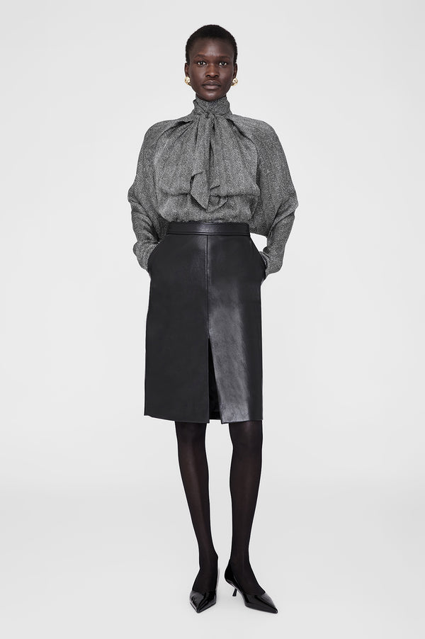 anissa kermiche Rachel Top - Black And White Herringbone