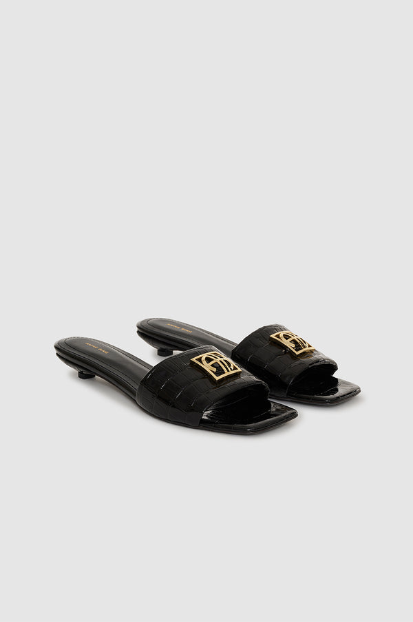Anissa Kermiche Ria Sandals Monogram - Embossed Black
