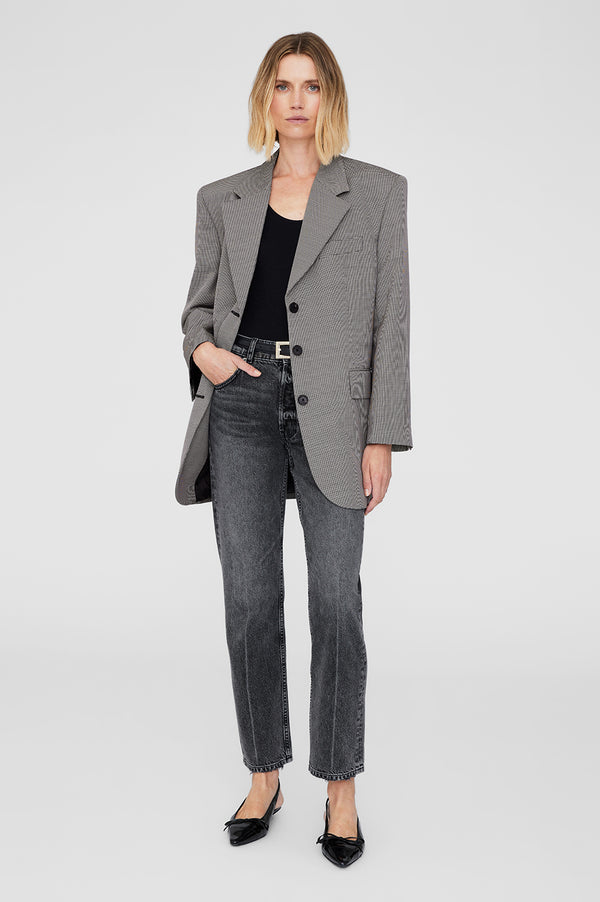 anissa kermiche Sara Blazer - Black And White Mini Houndstooth