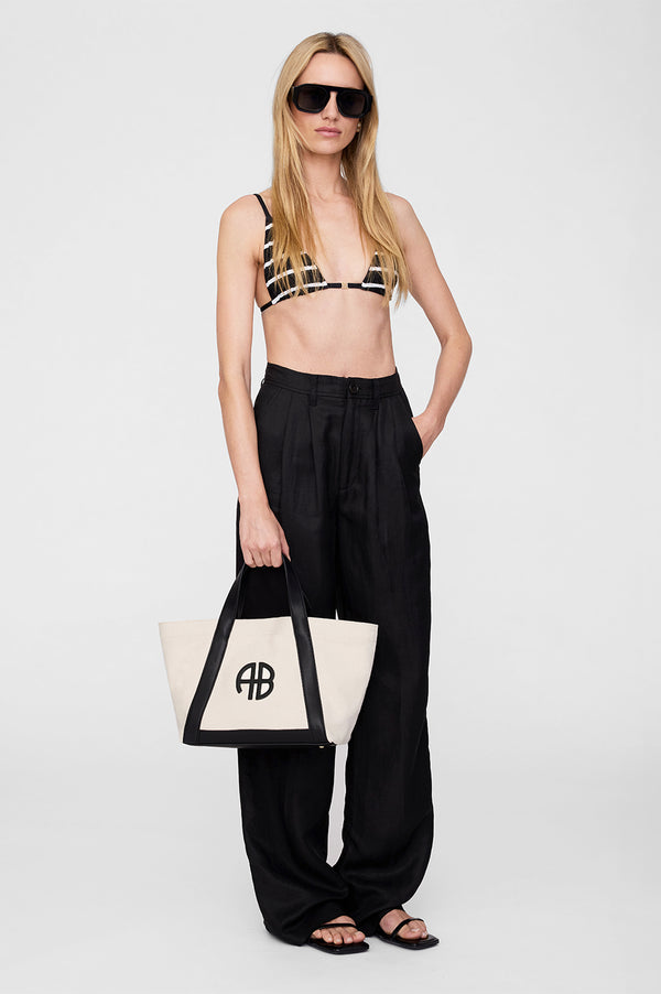 Anissa Kermiche Small Cara Tote - Natural Canvas With Black
