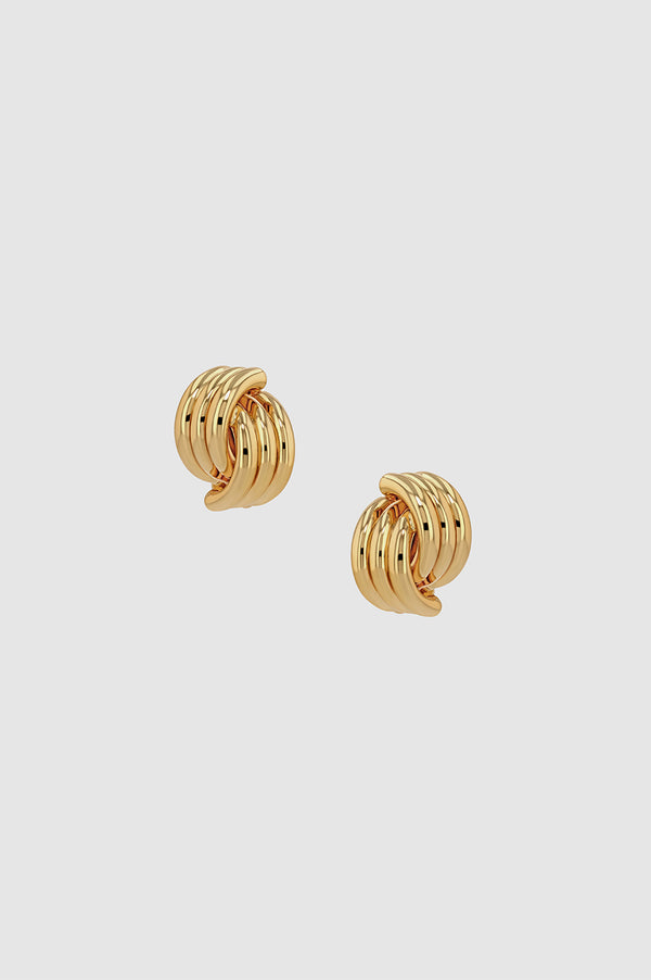 anissa kermiche Small Crossover Ribbed Earrings - Gold