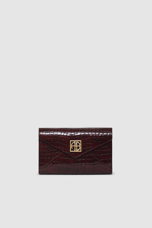 anissa kermiche Small Elly Clutch - Burgundy Embossed