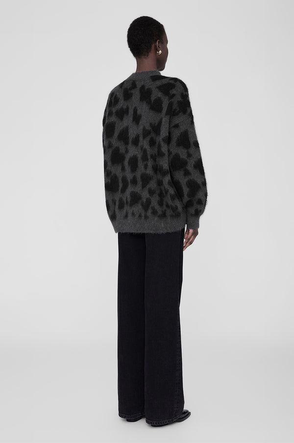 Anissa Kermiche Sydney Crew Sweater - Black And Grey Heart