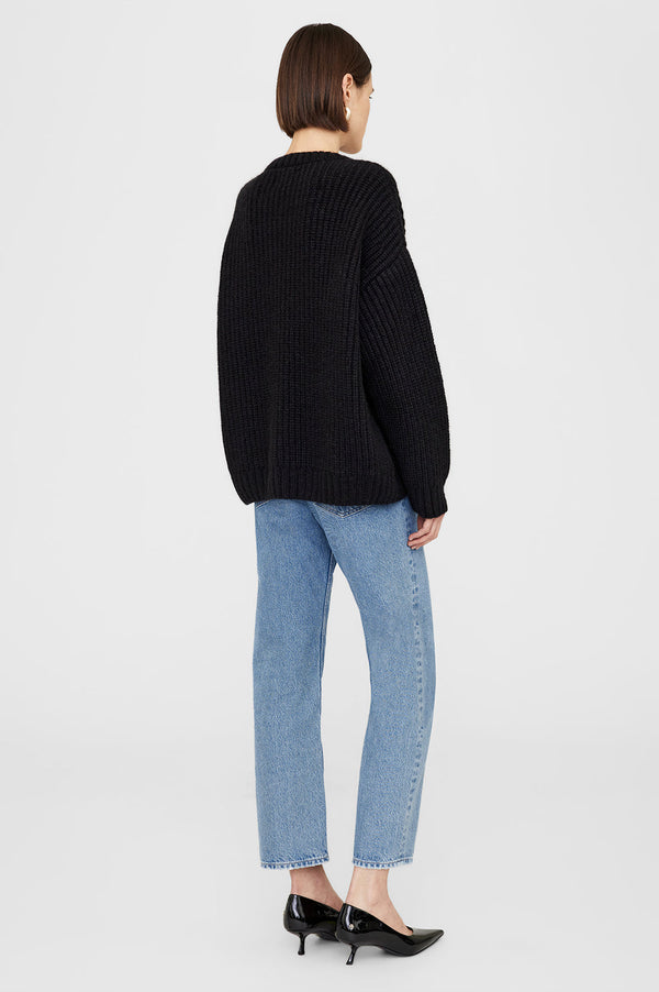 Anissa Kermiche Sydney Crew Sweater In Black | ANINE BING