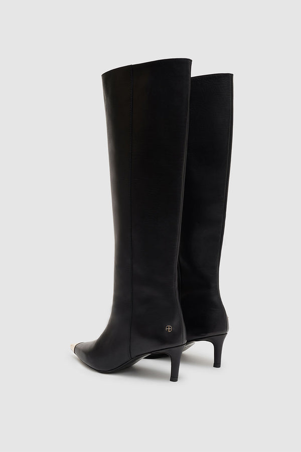 Anissa Kermiche Tall Nina Boots With Metal Toe Cap - Black