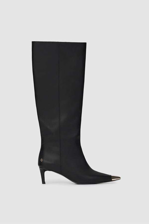 anissa kermiche Tall Nina Boots With Metal Toe Cap - Black