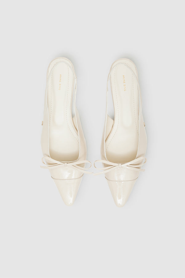 Anissa Kermiche Zoey Slingback Heels - Bone Crinkled Patent