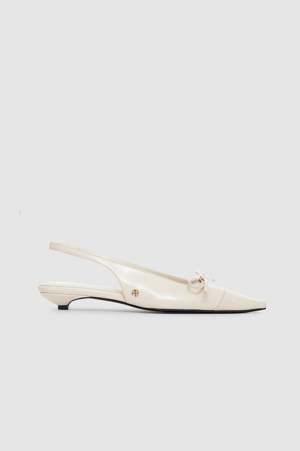 anissa kermiche Zoey Slingback Heels - Bone Crinkled Patent