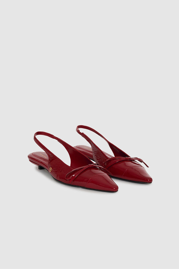 Anissa Kermiche Zoey Slingback Heels - Red Crinkled Patent
