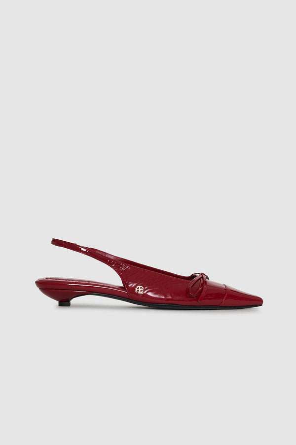 anissa kermiche Zoey Slingback Heels - Red Crinkled Patent