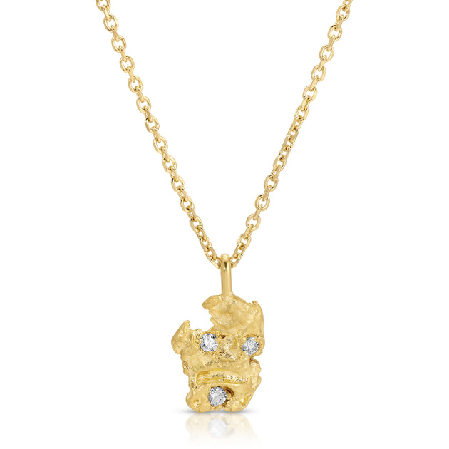 anita ko 22K YELLOW GOLD NUGGET WITH THREE DIAMONDS