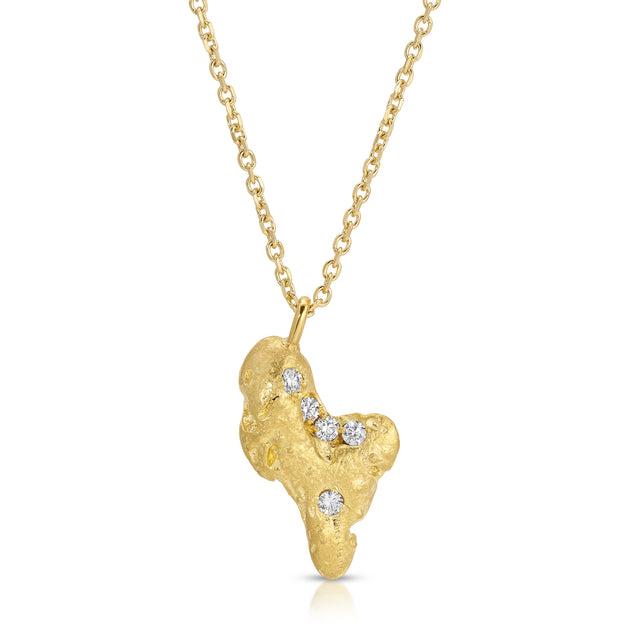 anita ko 22K YELLOW GOLD NUGGET WITH FIVE DIAMONDS