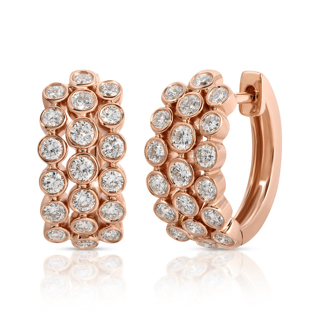 Anita Ko 3 ROW BEZELED DIAMOND HUGGIES