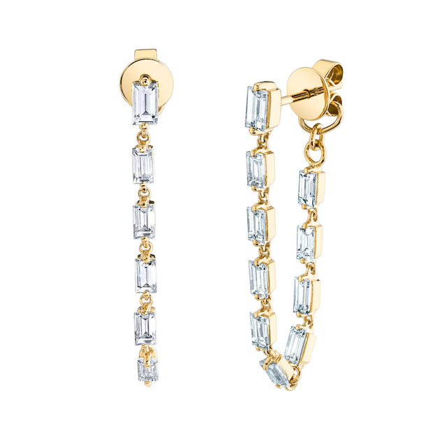 anita ko BAGUETTE DIAMOND LOOP EARRINGS