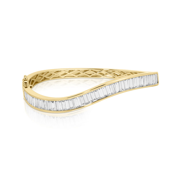 anita ko BAGUETTE DIAMOND WAVE BANGLE