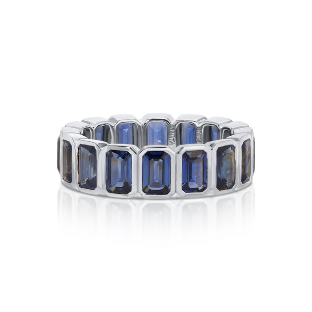 Anita Ko BEZELED EMERALD CUT BLUE SAPPHIRE RING