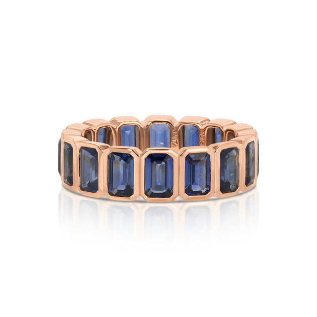 Anita Ko BEZELED EMERALD CUT BLUE SAPPHIRE RING