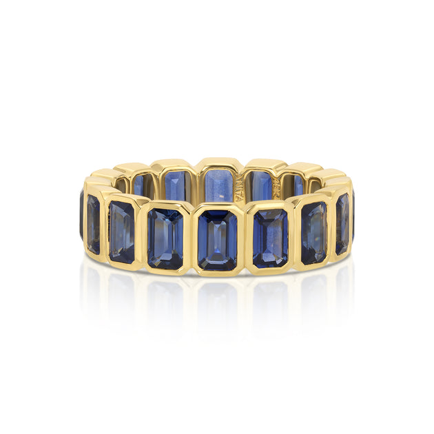 anita ko BEZELED EMERALD CUT BLUE SAPPHIRE RING