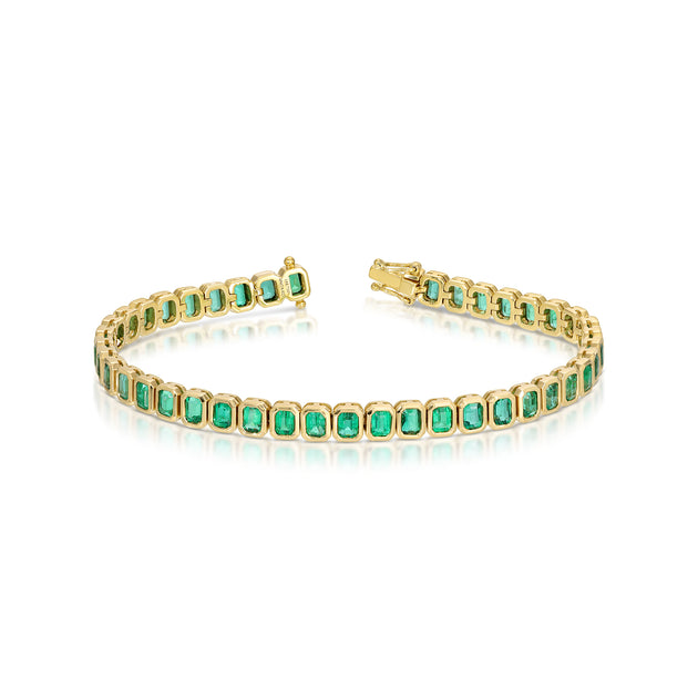 anita ko BEZELED EMERALD CUT EMERALD BRACELET
