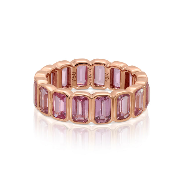 anita ko BEZELED EMERALD CUT PINK SAPPHIRE RING