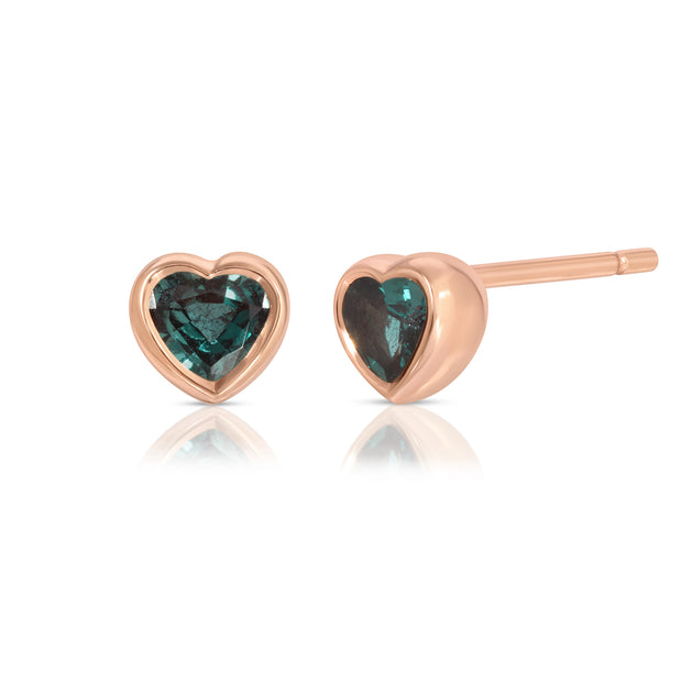 anita ko BEZELED HEART ALEXANDRITE STUDS