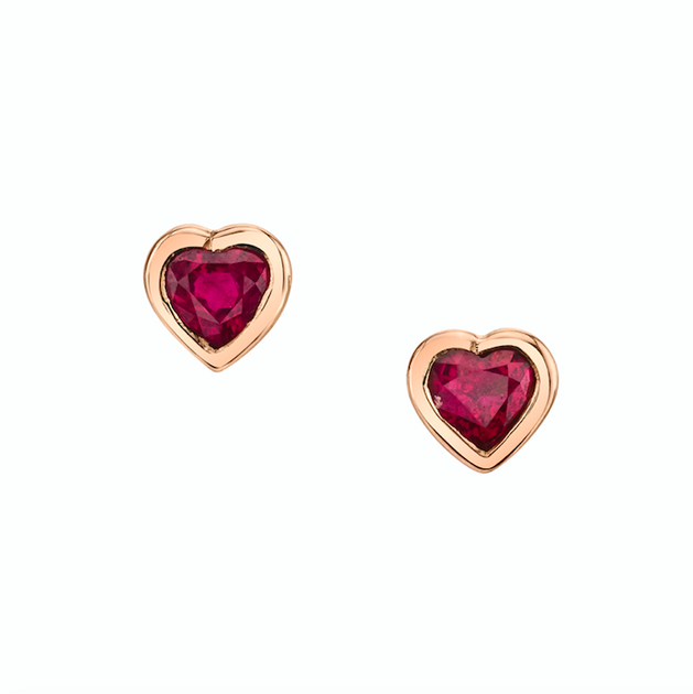 anita ko BEZELED HEART RUBY STUDS