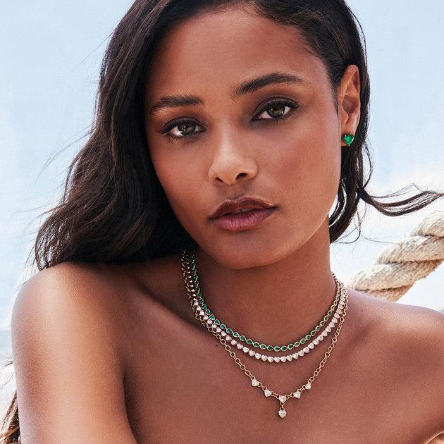 Anita Ko BEZELED PEAR SHAPED EMERALD CHOKER