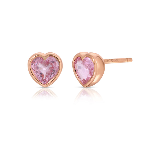 anita ko BEZELED PINK SAPPHIRE HEART STUDS