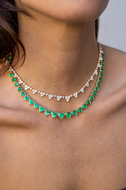Anita Ko BEZELED TRILLION CUT EMERALD CHOKER