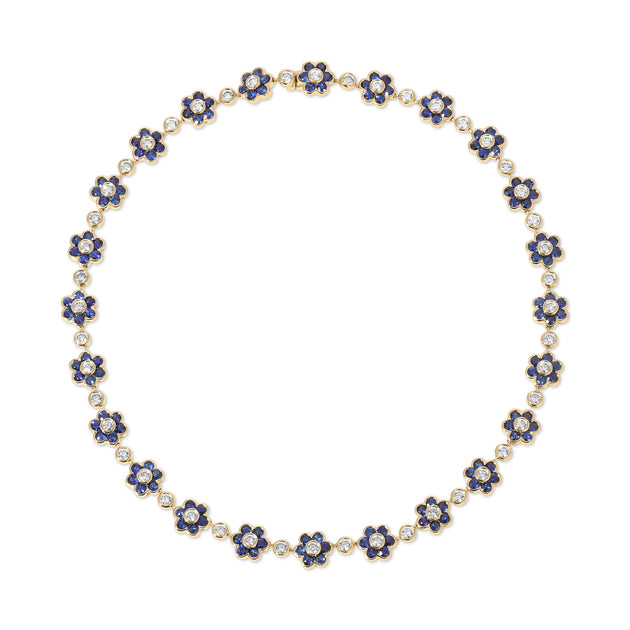anita ko BLUE SAPPHIRE AND DIAMOND FLORA CHOKER