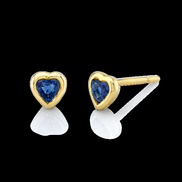 anita ko BLUE SAPPHIRE BEZEL HEART STUDS