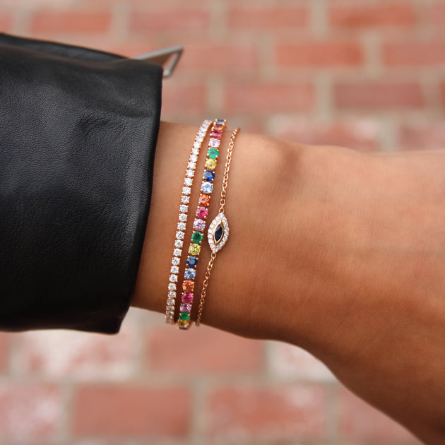 Anita Ko BLUE SAPPHIRE EVIL EYE CHAIN BRACELET