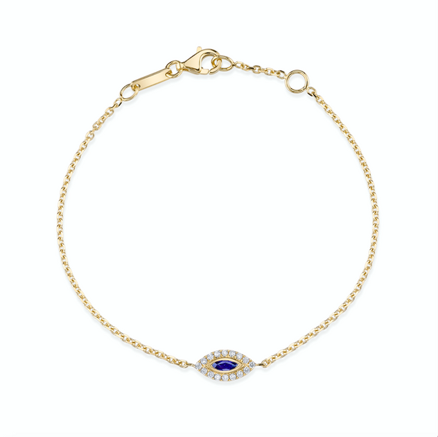 anita ko BLUE SAPPHIRE EVIL EYE CHAIN BRACELET